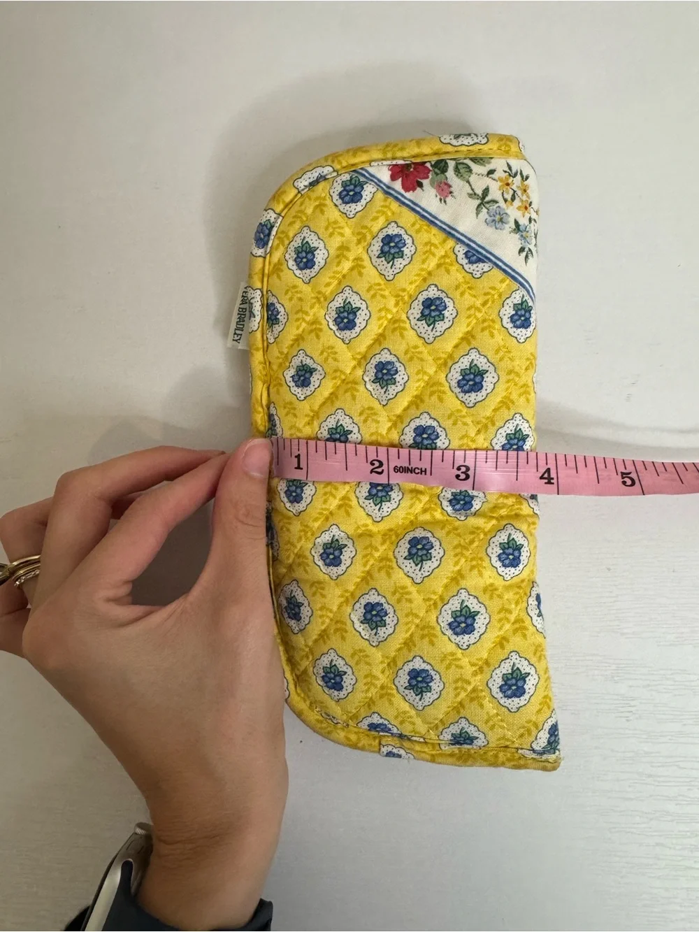 Vera Bradley Elizabeth Yellow Floral Quilted Eyeglasses Case Vintage Made USA